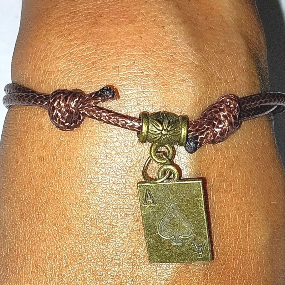Hand crafted unisex Brown Ace bracelet